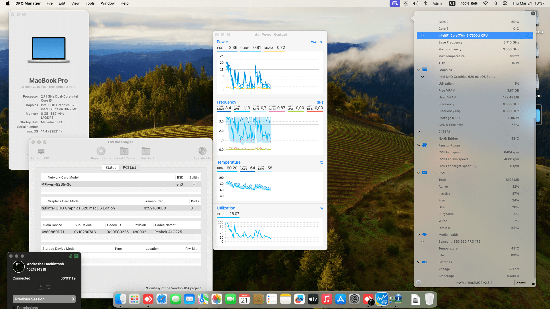 Success Hackintosh macOS Sonoma 14.4 Build 23E214 in Dell Latitude 7389 2-in-1